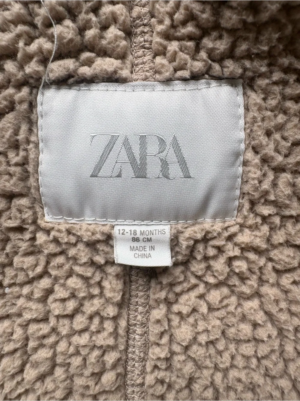 Zara Taupe Sherpa Baby One-Piece